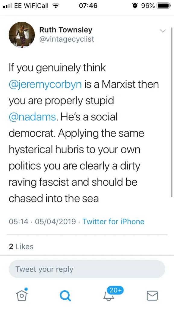 Another recent tweet endorsing political violence